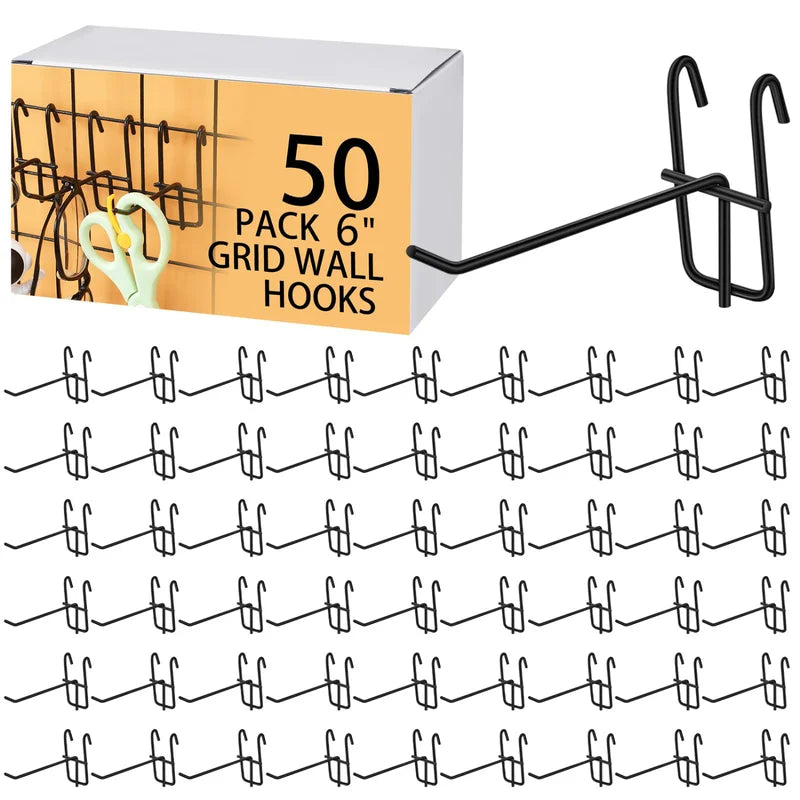 Heavy Duty Mesh Grid Hooks Set - Store Wall Mount Display Hangers for Retail & Garage