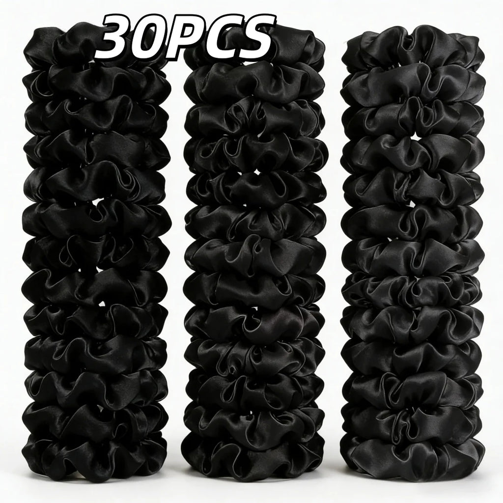 Bulk Satin Scrunchies Hair Ties Set - 100 Colors, Small 6.5cm for Women