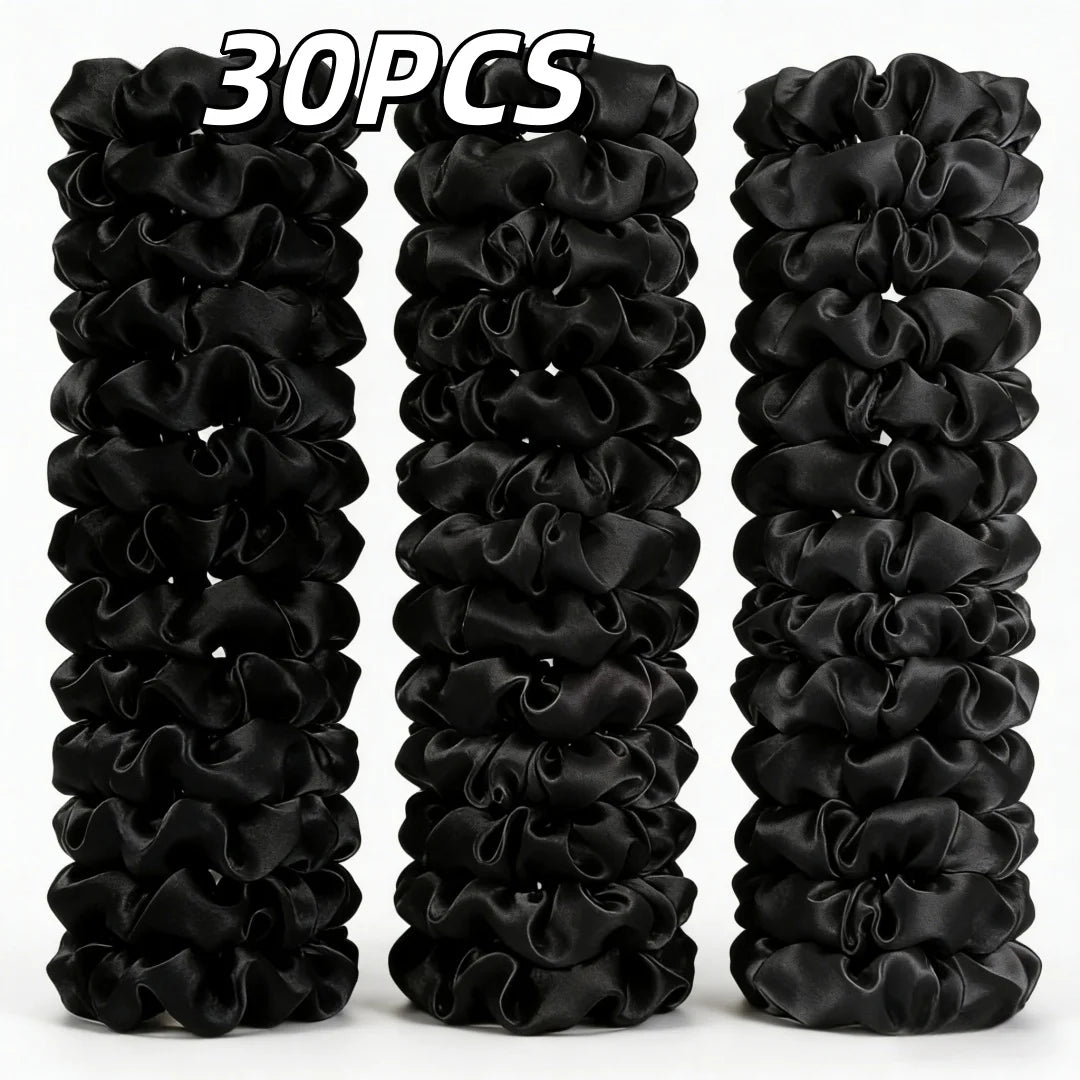 Bulk Satin Scrunchies Hair Ties Set - 100 Colors, Small 6.5cm for Women