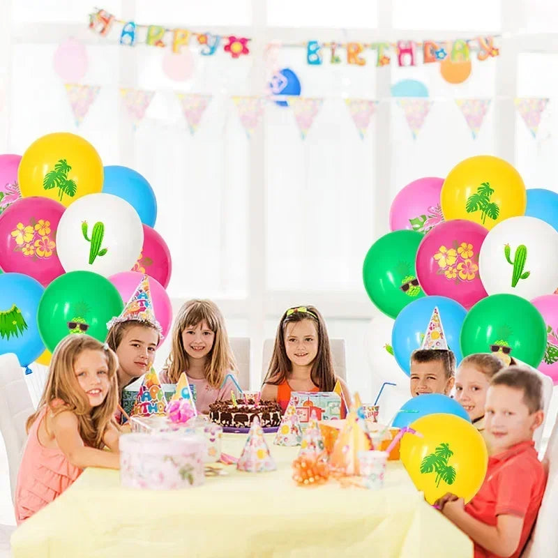 12-Inch Hawaiian Aloha Tropical Latex Balloons for Summer Beach Birthday Party
