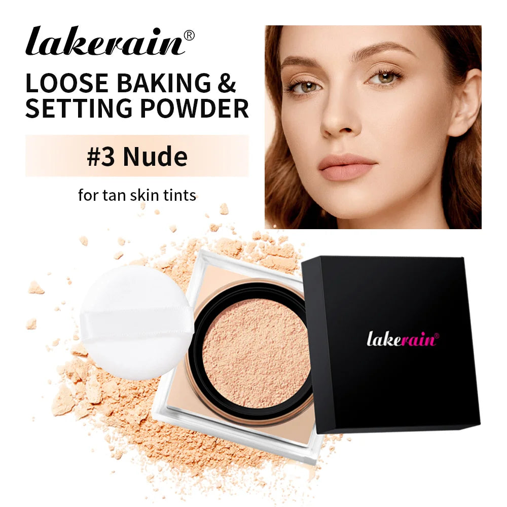 Long Lasting Waterproof Loose Setting Powder - Oil Control & Brightening Face Makeup