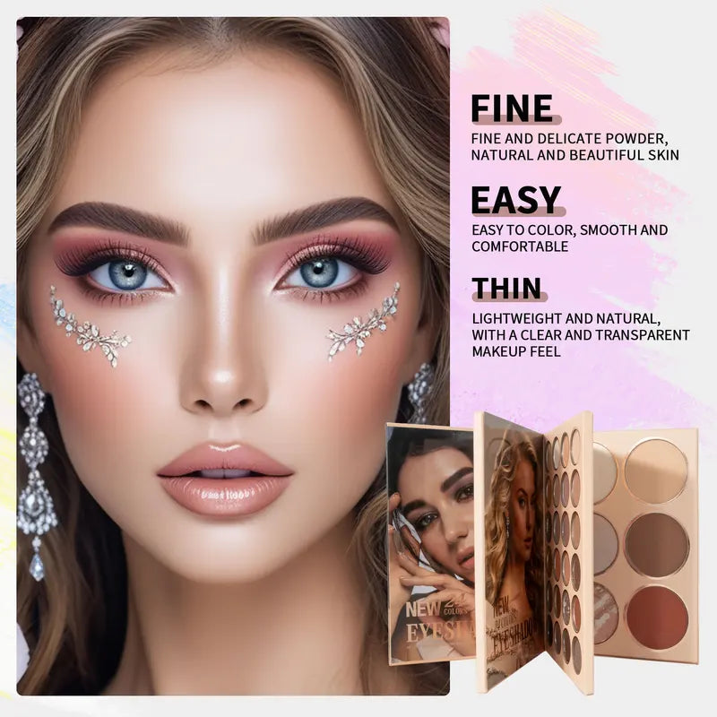 All-in-One Makeup Palette Book with 54 Colors for Face & Eye Cosmetics - Matte & Pearlescent Shades