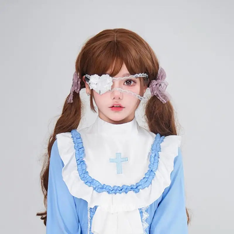 Gothic Cross Eye Mask Women Halloween Cosplay Lace Eyewear Accessory