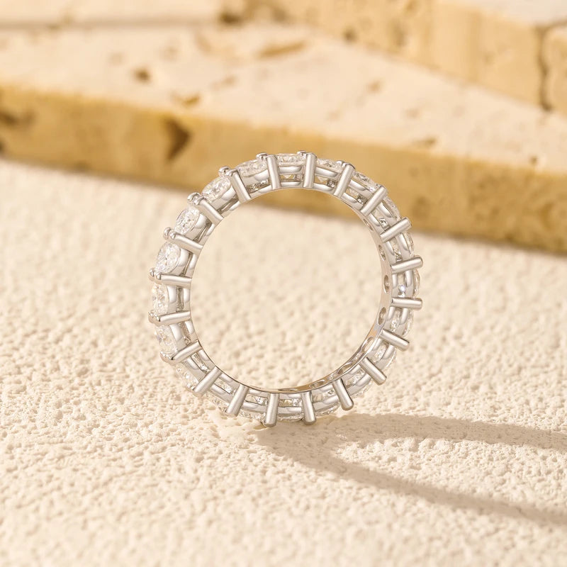 D Color Moissanite Eternity Band Ring 925 Sterling Silver Stackable Jewelry for Women