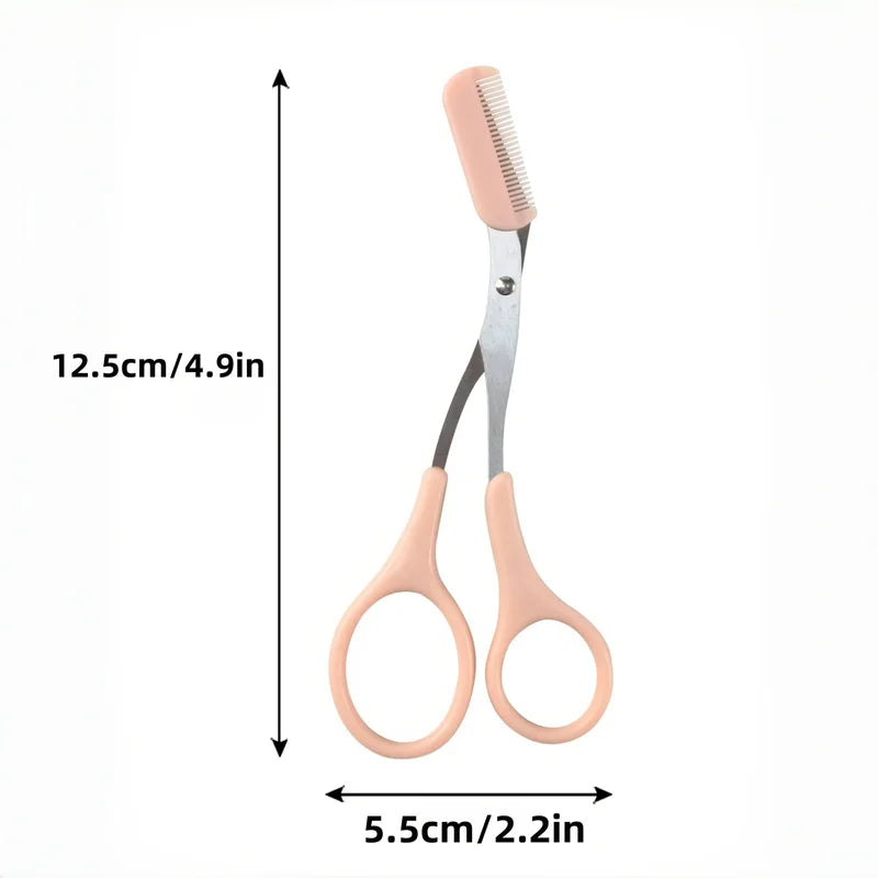 Precision Eyebrow Scissors with Pink Handle - Stainless Steel Grooming Tool