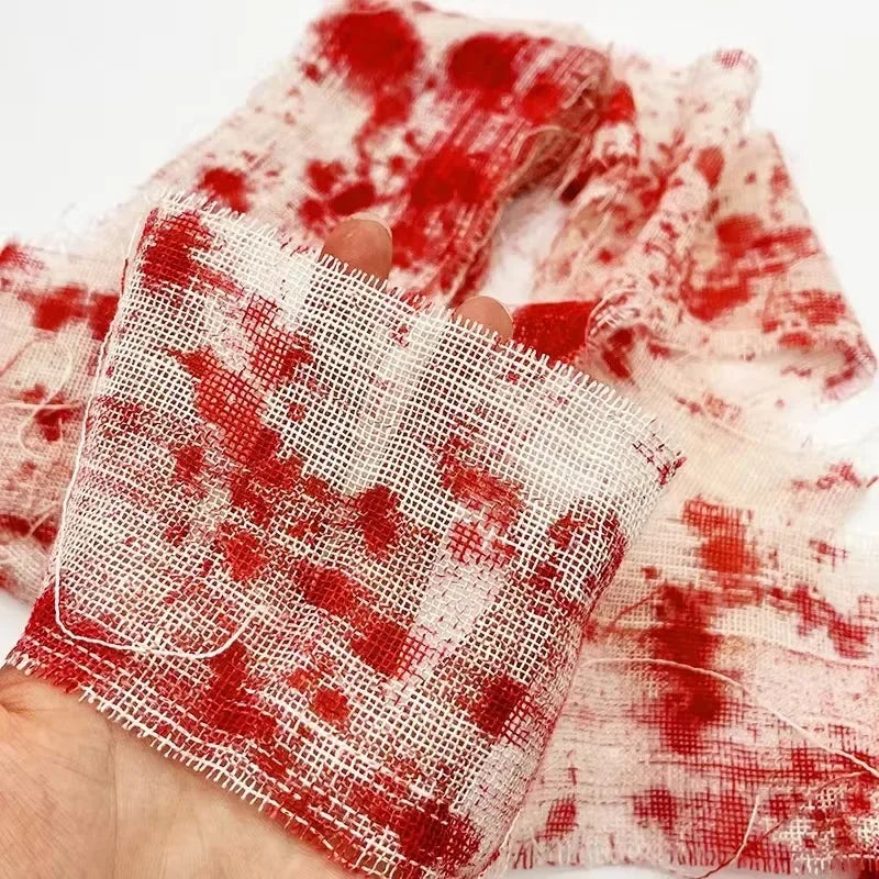 Halloween Bloody Bandage Roll Fake Blood Gauze Wrap for Zombie Mummy Costume Party DIY Decor