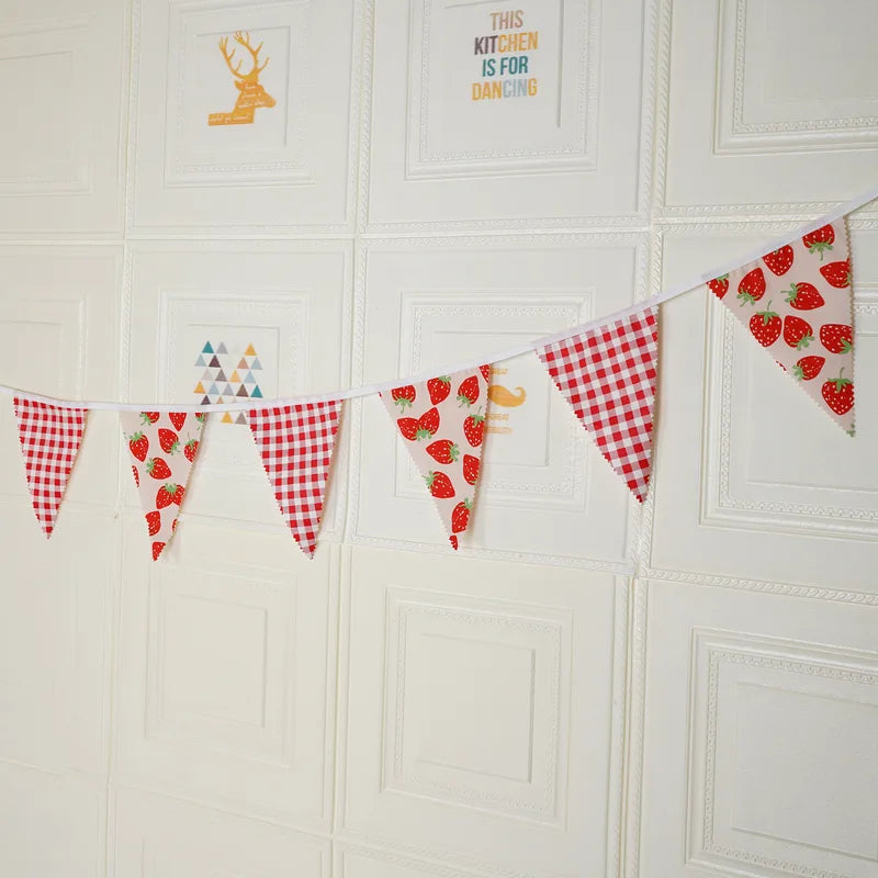 Sweet Strawberry Fabric Banner Wall Decor for Girl Birthday Baby Shower