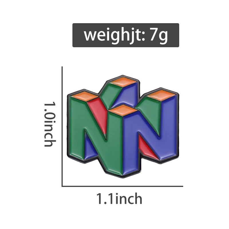 Colorful Metal Brooches Set - Geometric Letter N Pin for Clothing & Bags