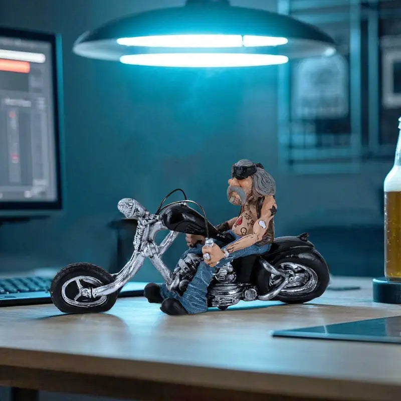 Funny Biker Resin Figurine – Motorcycle Rider Home Decor Statue, Desktop & Shelf Ornament