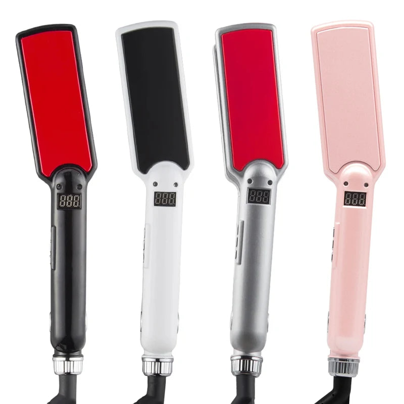 Professional Titanium Flat Iron Hair Straightener with Wide Plates & Digital Temp Control