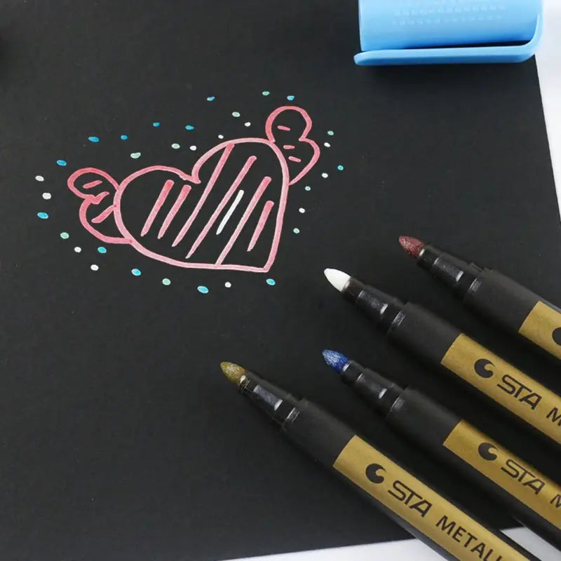Metallic Paint Marker Pen Set - Waterproof & Permanent for Art & Craft