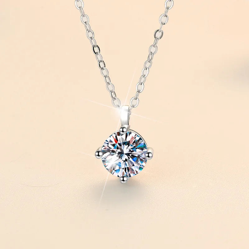 2ct Moissanite Sterling Silver Necklace Pendant for Women Wedding Jewelry
