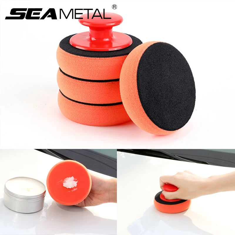 Car Polishing Pads Kit - 6 Multi-Functional Wash & Wax Sponges with Handle