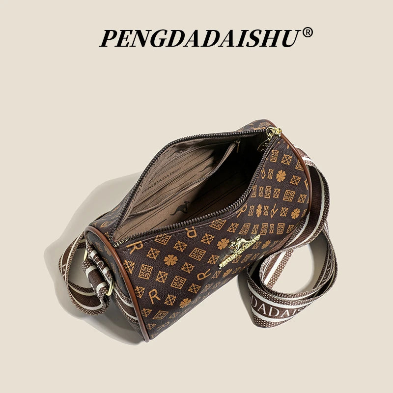 Women's Alphabet Print Shoulder Bag Retro Crossbody Trendy Handbag