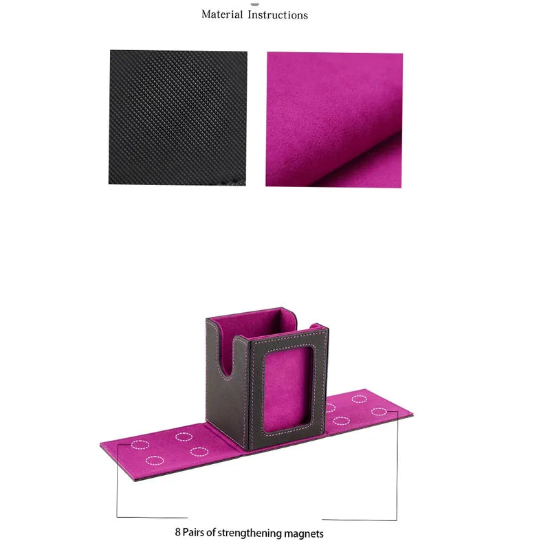 Game Card Storage Box Holds 100+ Cards PU Leather Organizer with Transparent Display