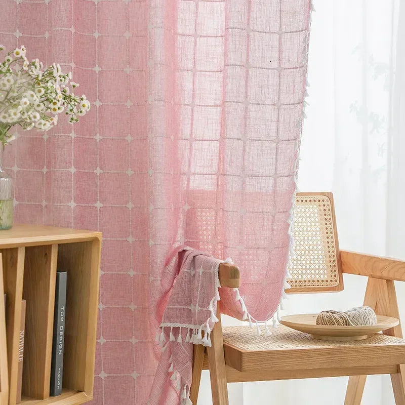 Sheer Jacquard Curtains for Living Room and Bedroom - Modern Silk Window Drapes