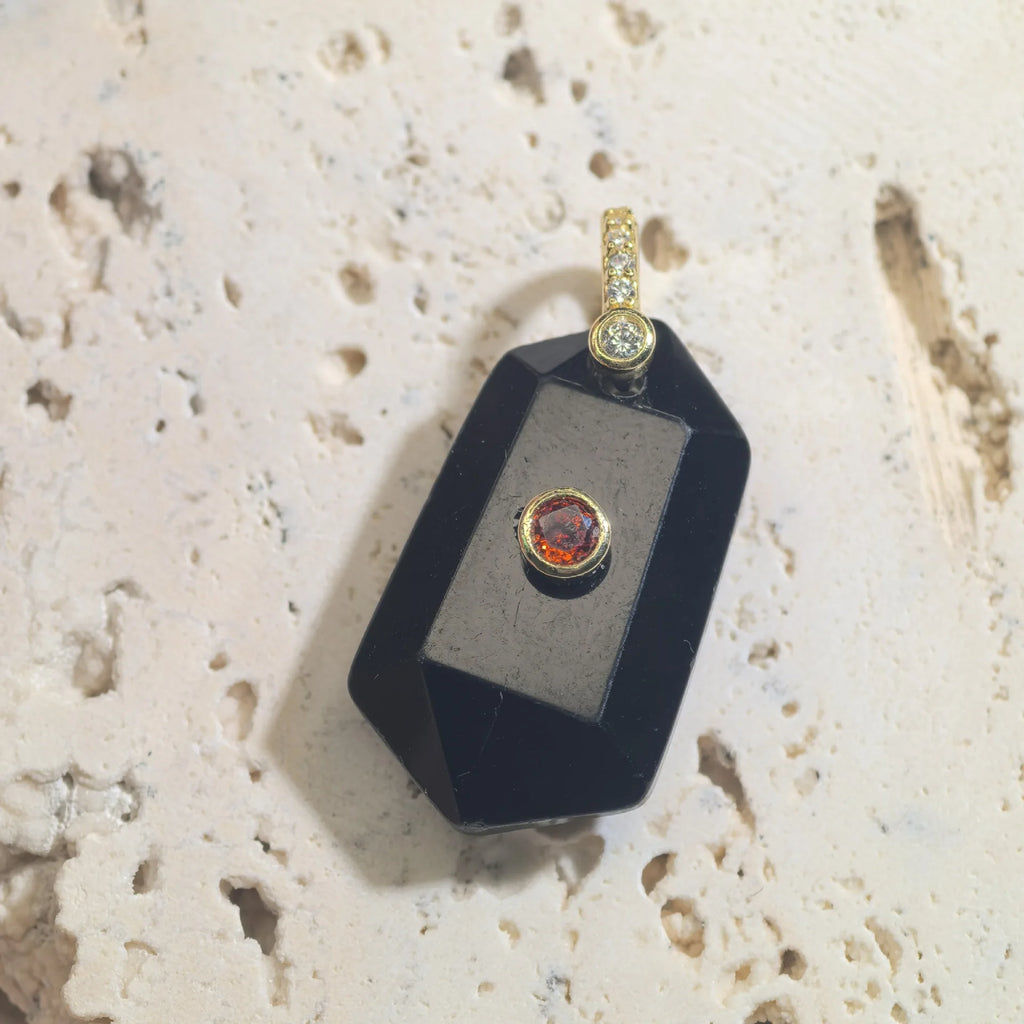 Faceted Natural Stone Pendant for Necklace Jewelry Making with Zircon Charms