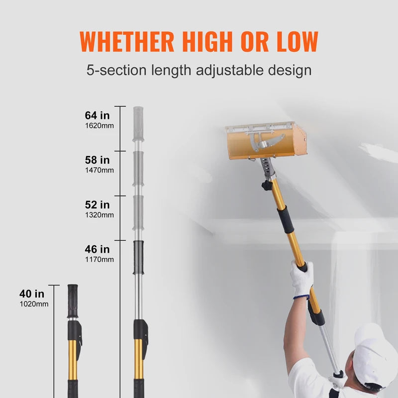 Drywall Flat Box Handle 40-64 Inches Adjustable Anodized Aluminum Non-Slip Grip