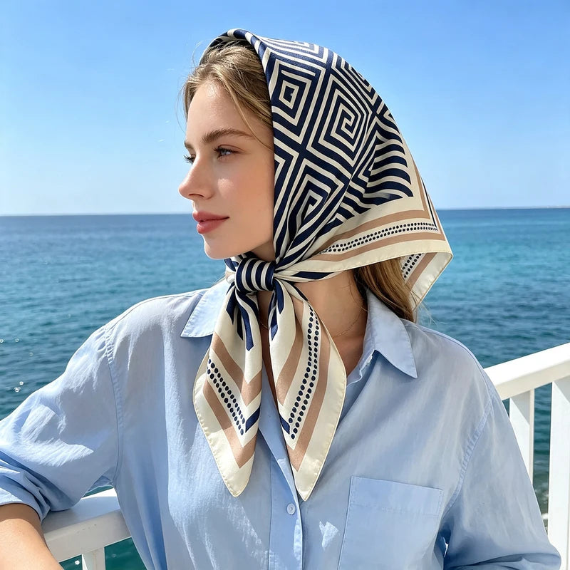 Women’s Satin Square Hijab Scarf - Soft, Thin, Boho Style Headwraps