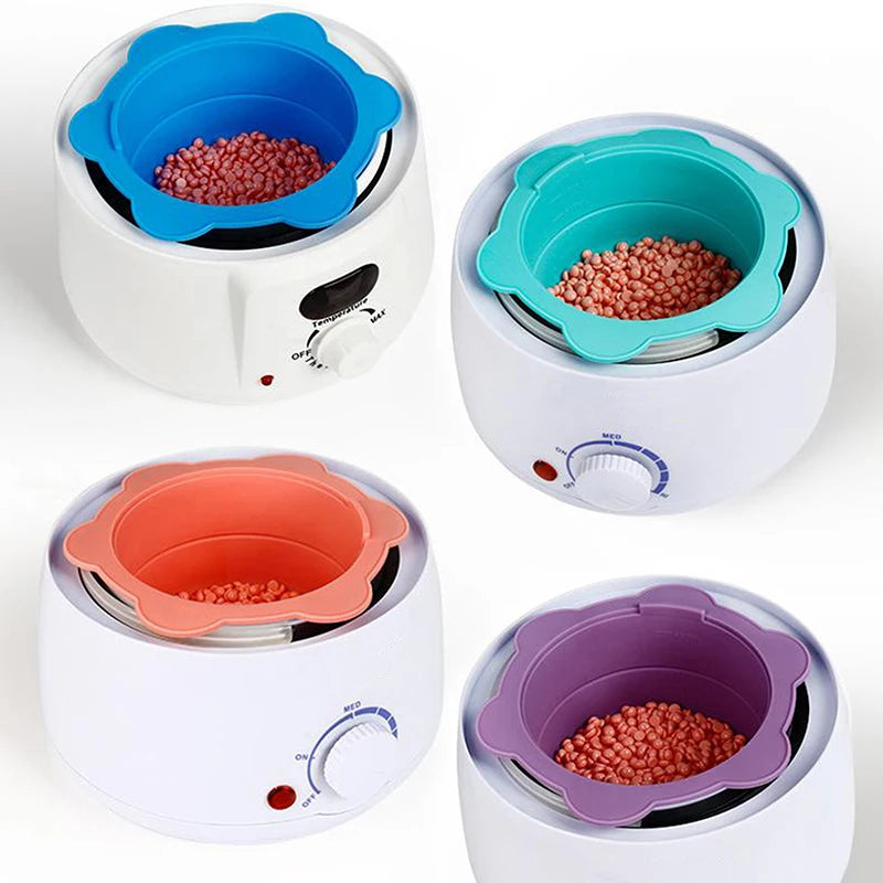 Wax Warmer Silicone Bowls for Hair Removal - Reusable Heat-Resistant Pan with Stirring Stick