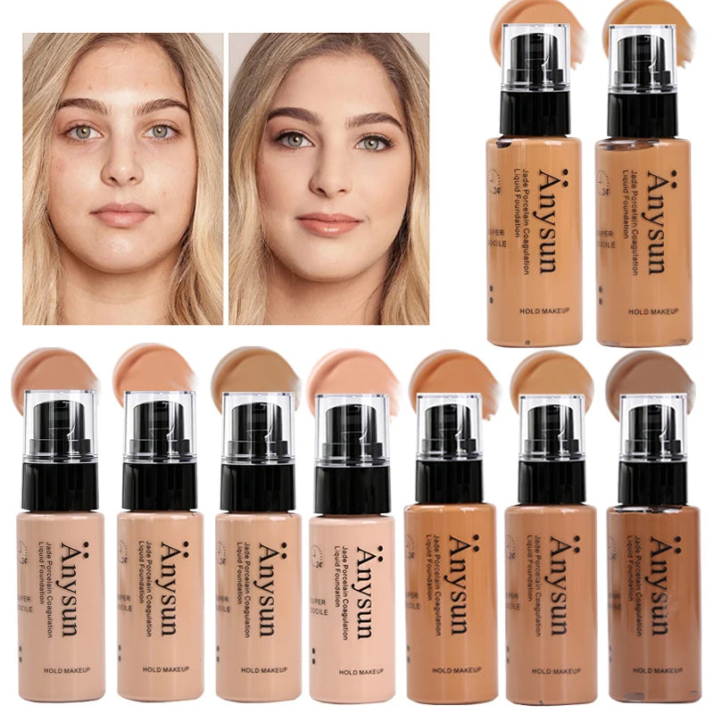 Long-Lasting Liquid Foundation Concealer Waterproof Sweatproof Natural Matte Finish