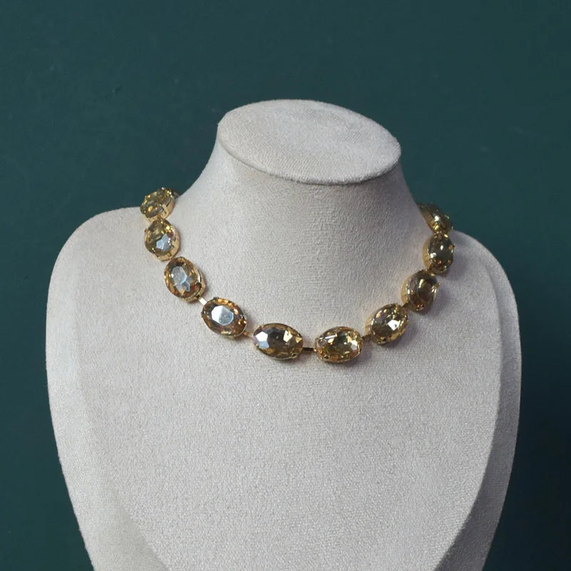Elegant Crystal Inlaid Short Necklace for Women - Party Jewelry with Charms