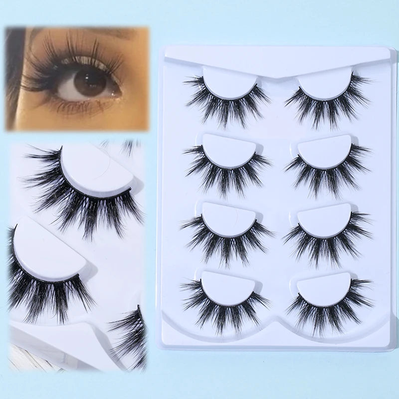 4 Pairs Thick Comic Style False Eyelashes for Dramatic Eye Makeup