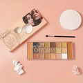 20-Color Earth Tone Eyeshadow Palette with Brightening Concealer & Mini Brush