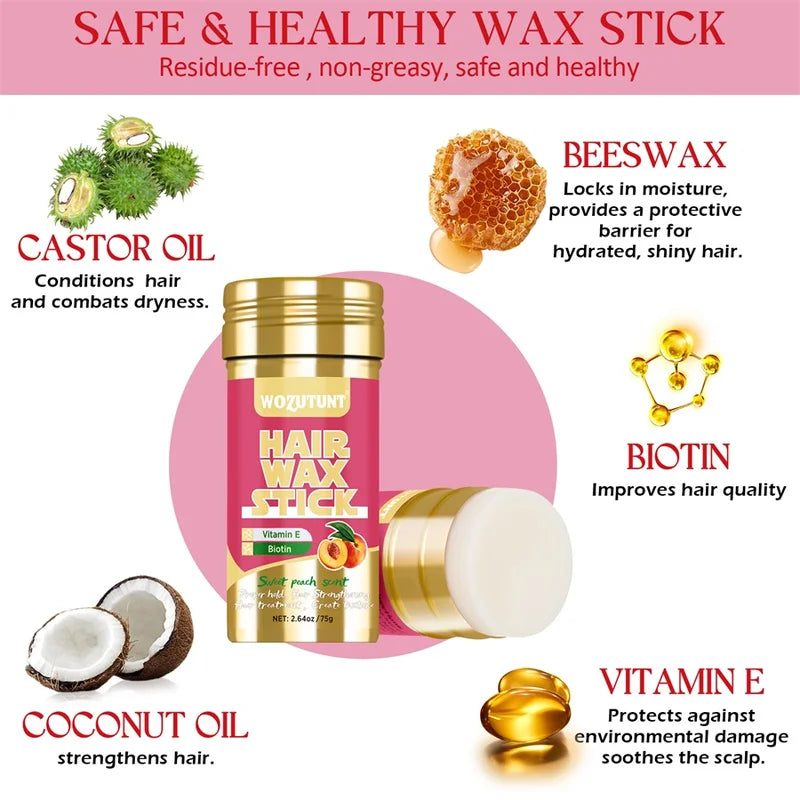 Hair Styling Wax Stick for All Hair Types - Natural Non-Greasy Finish