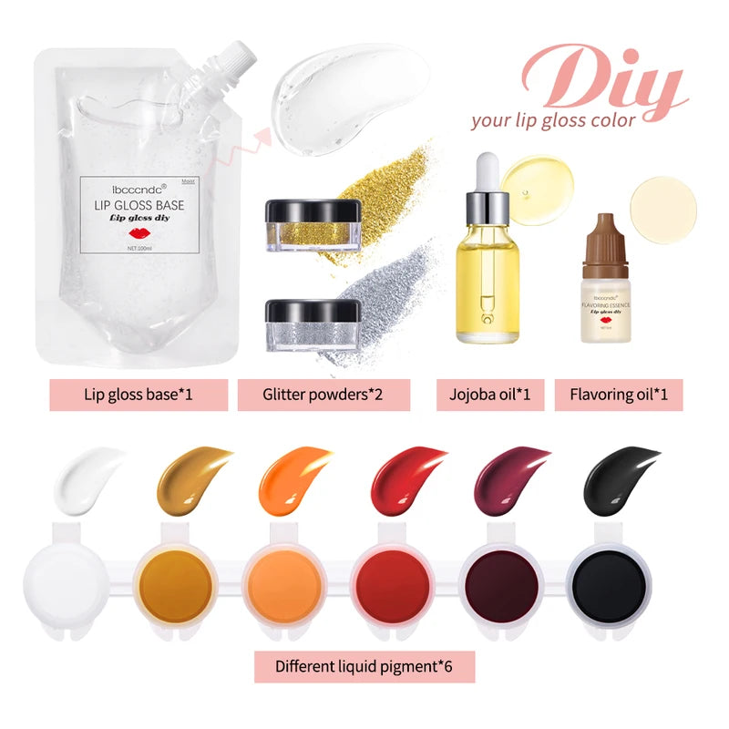 DIY Lip Gloss Making Kit with Gloss Base Glitter & Pigments – Customizable Lip Tints
