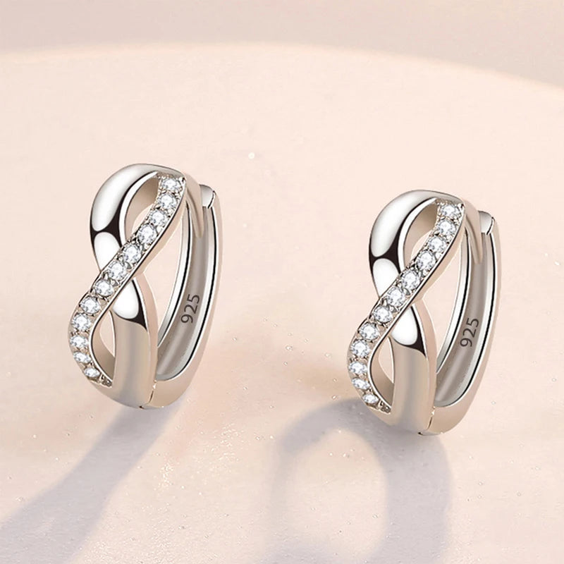 Sterling Silver Zircon Earrings for Women Circle Round Jewelry Gift