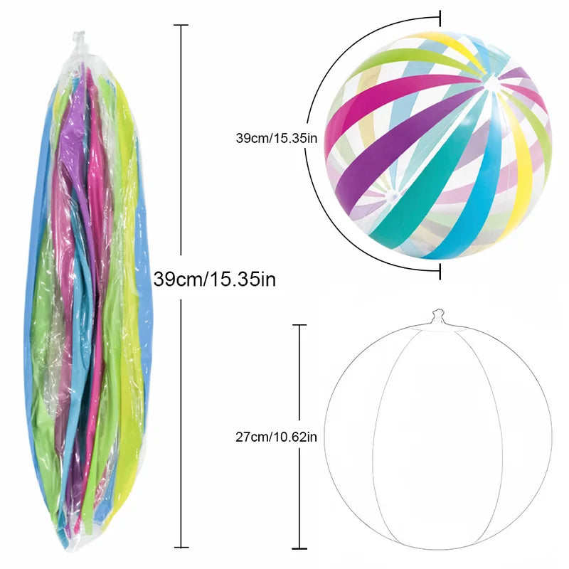 Colorful 15.35-Inch Inflatable Beach Ball - 2 Pack for Pool & Beach Games