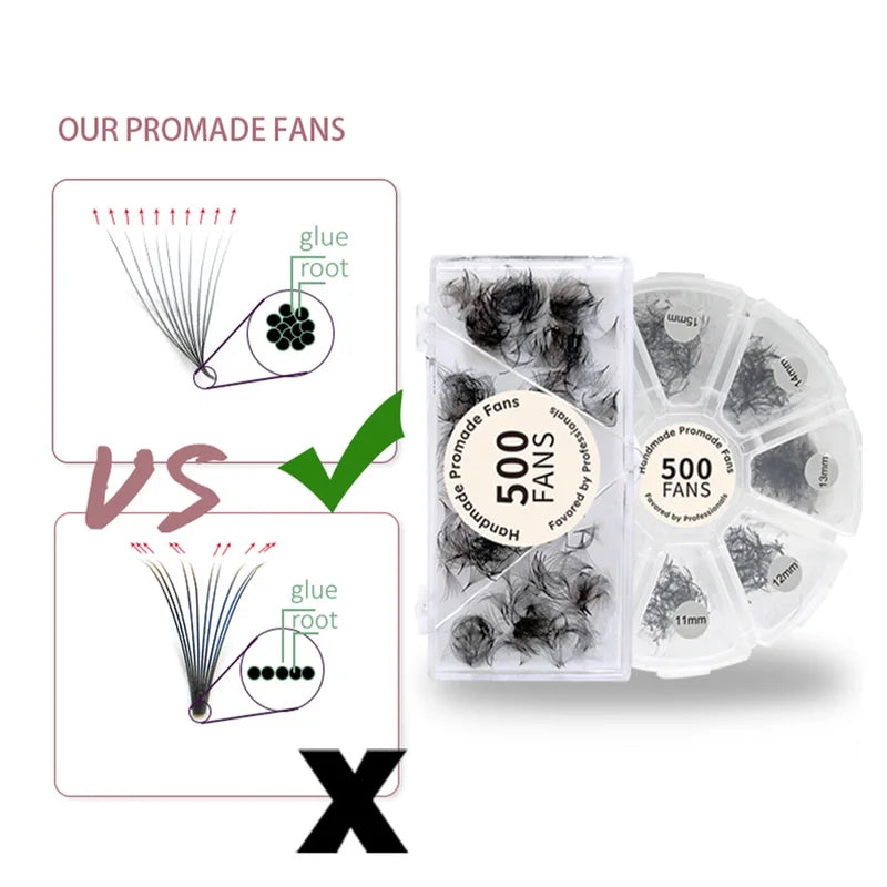False Eyelash Extensions 500 Premade Volume Fans for Lash Styling