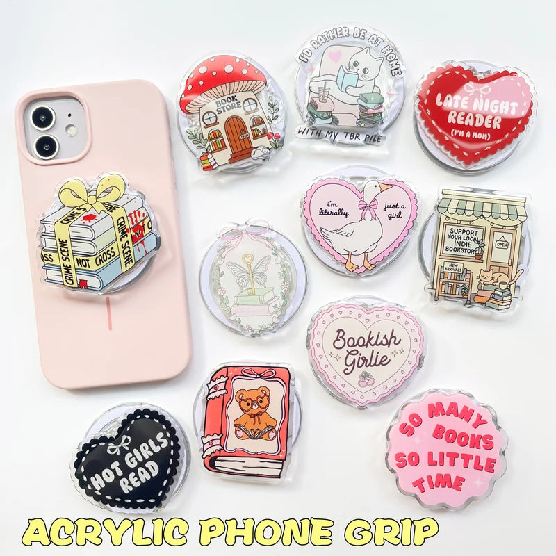 Magnetic Acrylic Phone Grip for E-Book Readers Book Lover Gift Multi-Color