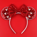 Girls Velvet Mouse Ear Hairband with Big Bow & Sequins - Kids Hair Accessories