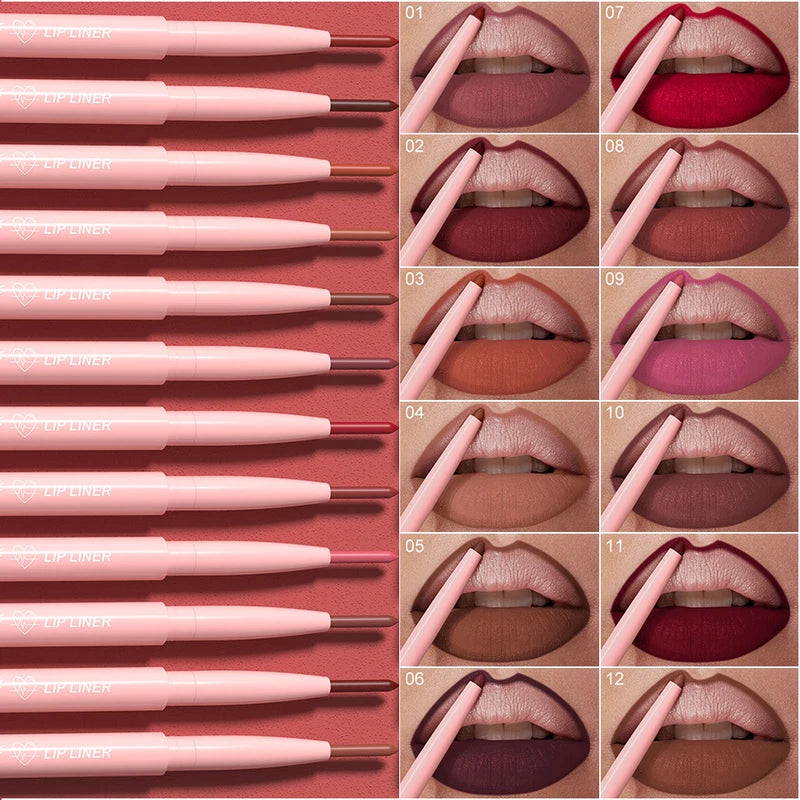 Matte Lipliner Pencil Waterproof Non-stick Lip Contour for Natural Makeup