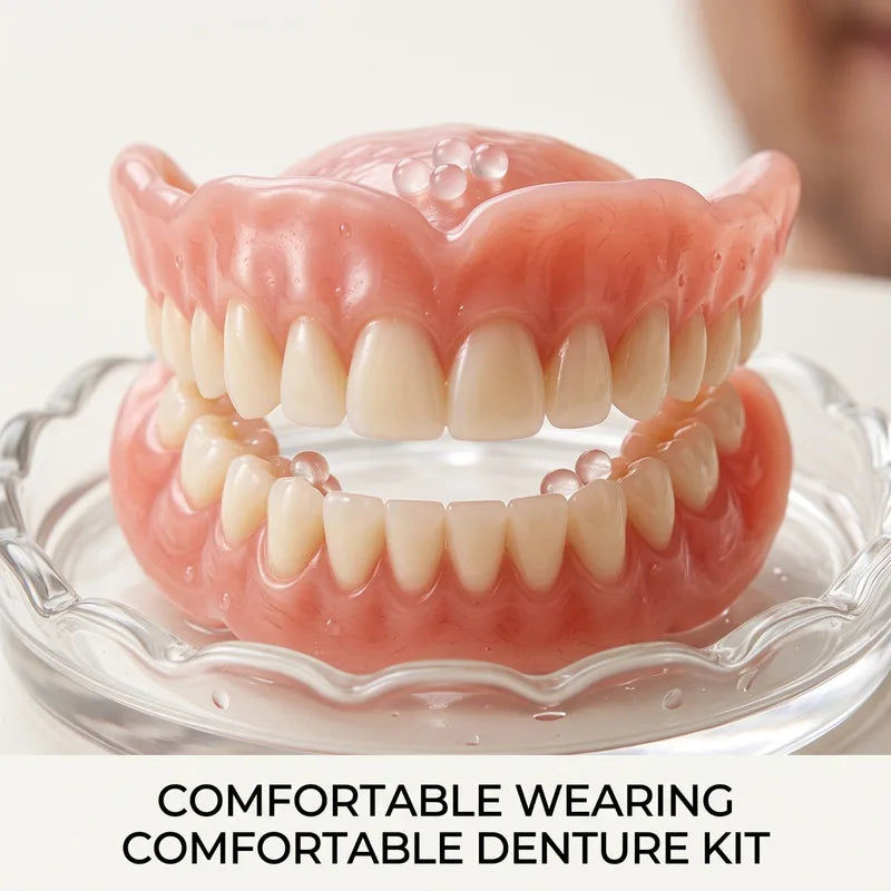 Temporary Cosmetic Denture Kit with Adjustable Fit & Fitting Material for Smile Enhancement