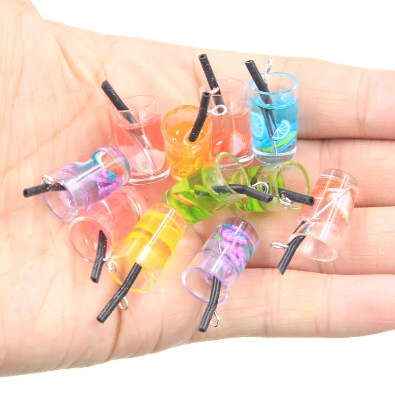 15pcs Fruit Charm Set for Jewelry Making Lemon Orange Grape Strawberry Kiwi Pendants DIY Crafts