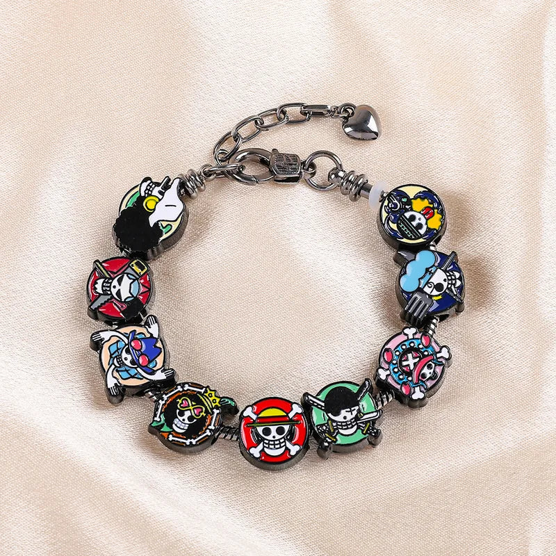 One Piece Monkey D. Luffy Anime Bead Bracelet - Custom Cartoon Jewelry Gift