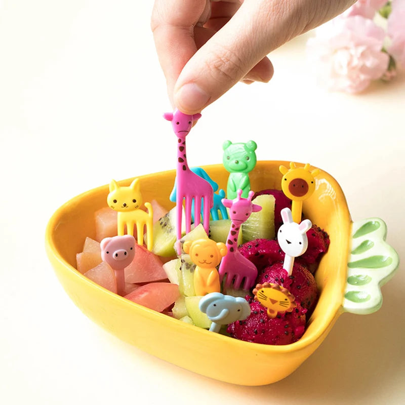 10pcs Animal Farm Fruit Forks Mini Cartoon Food Picks for Snacks & Parties