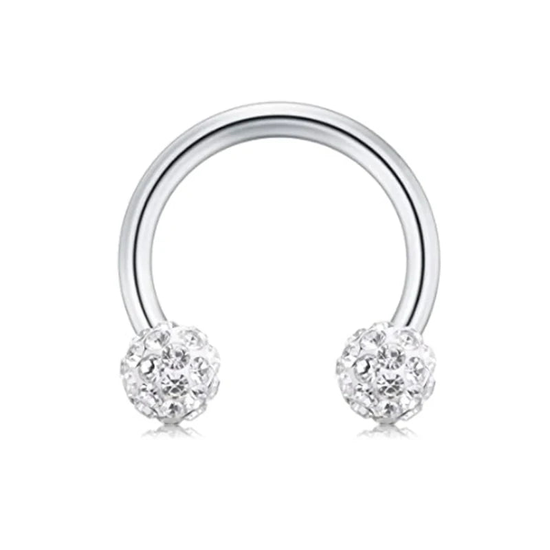 Crystal Shiny Ball Nose Septum Earrings 8/10mm - Hypoallergenic Jewelry