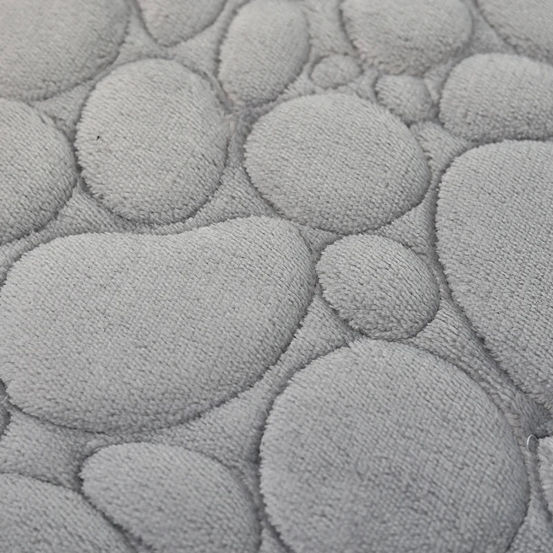 Embroidery Pebble Coral Velvet Floor Mat Set U-Shaped Sponge Absorbent Door Bathroom Rug