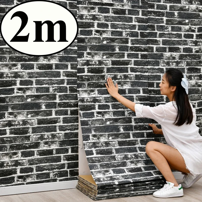 3D Brick Wall Sticker 70cm x 10m Self-Adhesive Waterproof Wallpaper for Living Room