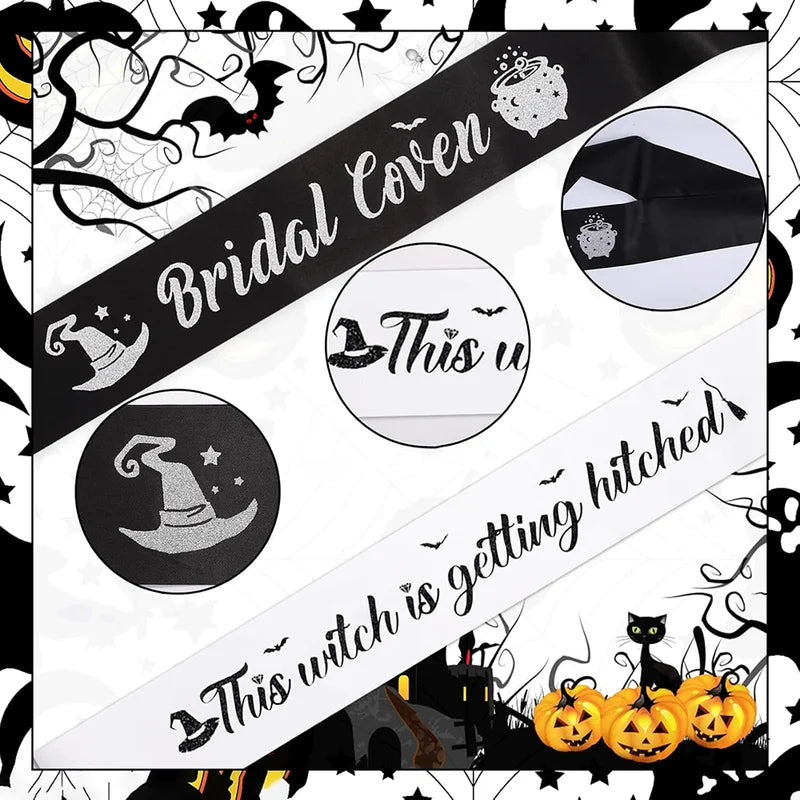 Witch Theme Bachelorette Party Sash Set Halloween Wedding Covent Sashes - 7 Pcs