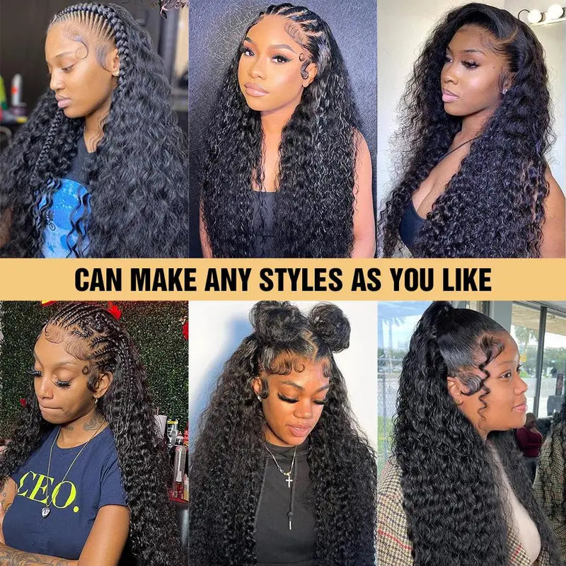Deep Wave Frontal Wig 13x4 13x6 HD Transparent Lace 250% Density Human Hair
