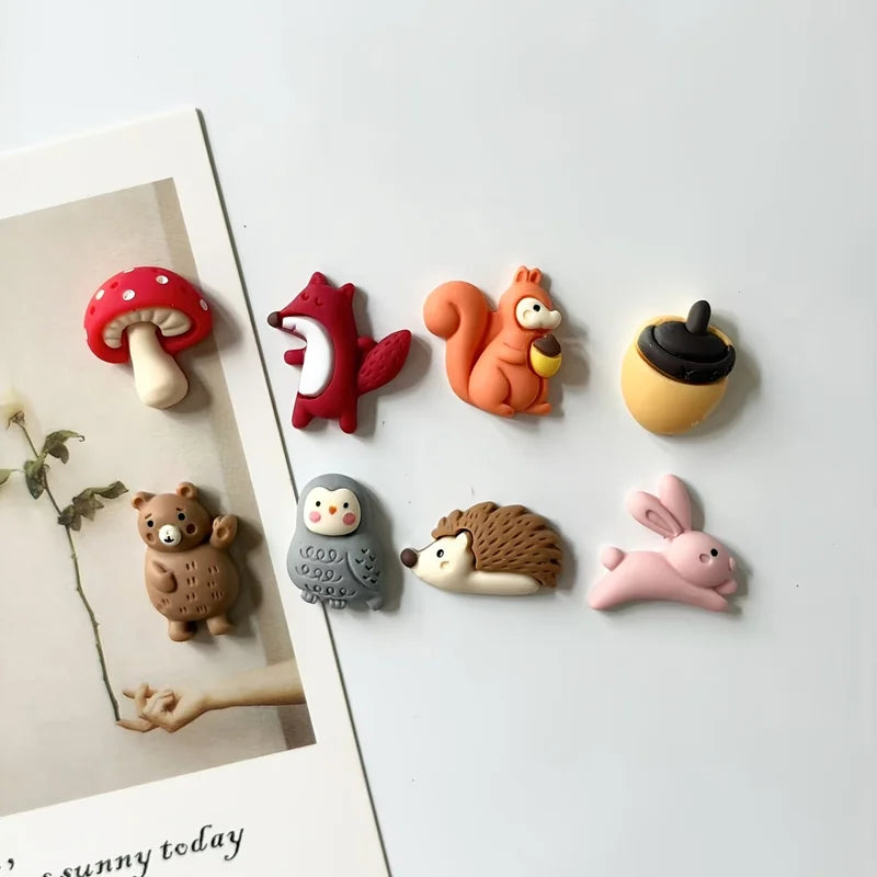 8Pc Fox Hedgehog Animal Refrigerator Magnets Resin Cute Magnet Gift