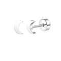 2PCS Stainless Steel Heart Moon Ear Studs - Women’s Tragus Cartilage Earrings
