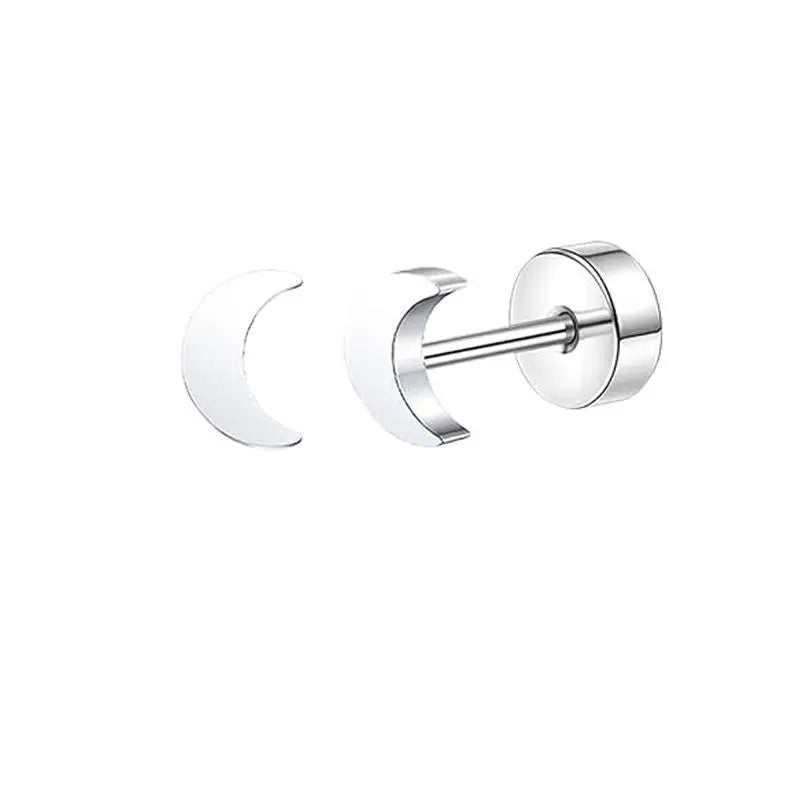 2PCS Stainless Steel Heart Moon Ear Studs - Women’s Tragus Cartilage Earrings