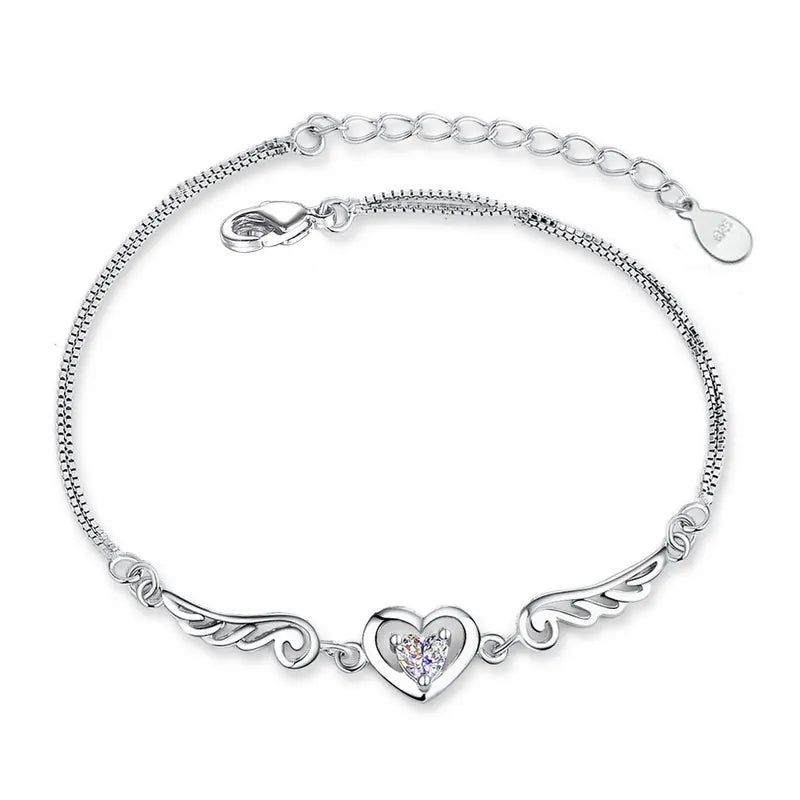 Sterling Silver Angel Lover Zircon Amethyst Bracelet for Women - Engagement & Wedding Jewelry