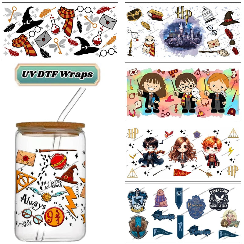 Fantasy Wizard Icon UV DTF Wraps for 16oz Cups Waterproof Decals - Multiple Colors